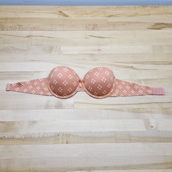 Chinese Laundry Bra 34C Demi Pushup Peach Pink Underwire Strapless - Picture 6 of 6